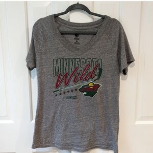 NHL Minnesota Wild Women's V Neck Tee Gray Sizes XL